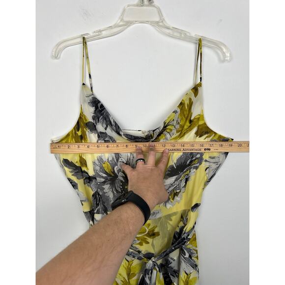 Julian Taylor Size 14 Floral Dress Sleeveless Belted Yellow Black White - Picture 5 of 8